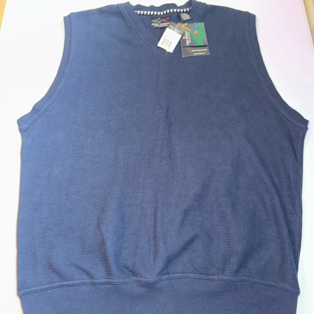 Greg Norman Collection Sweater V Neck Vest‎ Golf Mens Large Navy Blue NWT $69